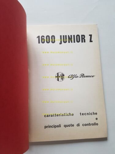 Alfa Romeo Junior Z 1.6 1972 manuale officina caratteristiche tecniche …