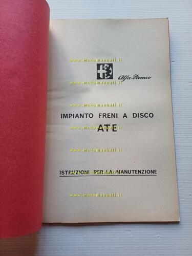 Alfa Romeo manuale officina riparazione freni disco ATE 1966 originale