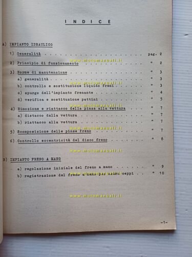 Alfa Romeo manuale officina riparazione freni disco ATE 1966 originale