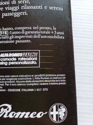 Alfa Romeo produzione modelli 1985 depliant italiano originale
