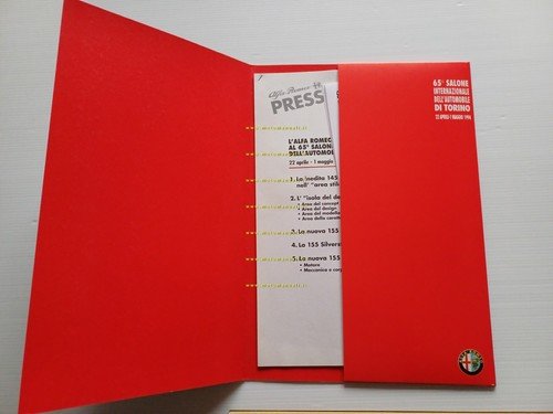 Alfa Romeo Salone Internazionale dell'Auto Torino 1994 cartella stampa originale