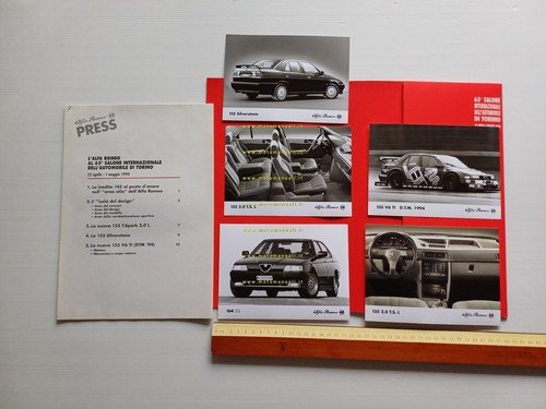 Alfa Romeo Salone Internazionale dell'Auto Torino 1994 cartella stampa originale