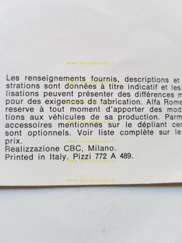 Alfa Romeo Spider 1300 - 1600 - 2000 1977 depliant …
