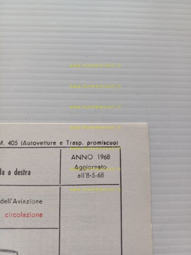 Alfa Romeo Spider 1750 1968 agg.ta 5.68 scheda omologazione DGM …