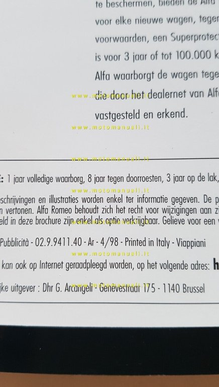 Alfa Romeo Spider 1998 depliant OLANDESE originale DUTCH text brochure