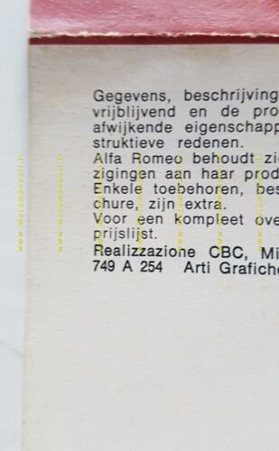 Alfa Romeo Spider Junior 1.3 - 1.6 1974 depliant OLANDESE …