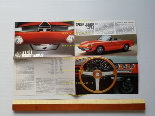 Alfa Romeo Spider Junior 1300 1600 1973 depliant originale tedesco
