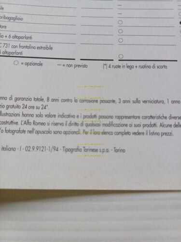 Alfa Romeo Sportwagon modelli 1994 depliant originale italiano