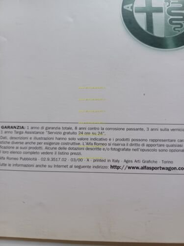 Alfa Romeo Sportwagon modelli 2001 depliant originale italiano