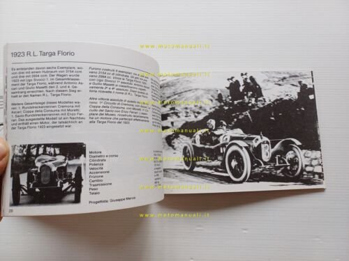 Alfa Romeo vetture corsa 1914-81 Museo Svizzero Trasporti opuscolo illustrativo