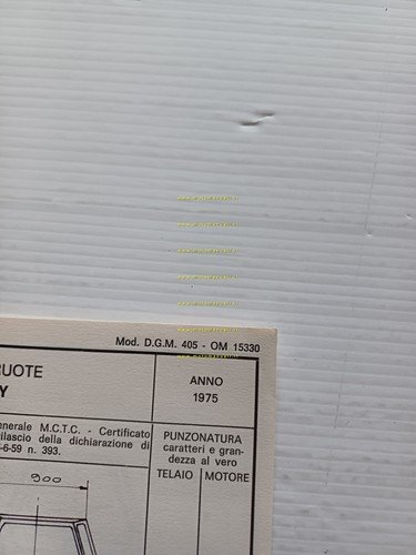 All-Cars Charly 50 microauto 1975 Facsimile originale scheda omologazione DGM