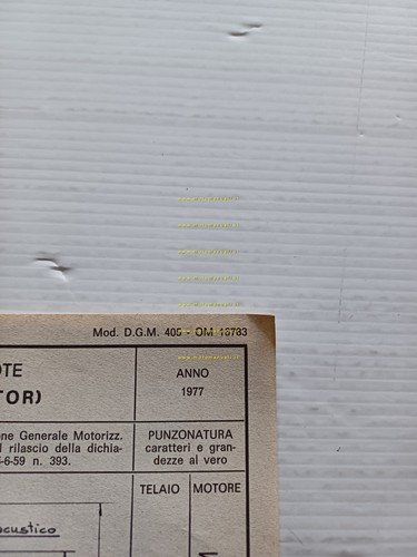 All-Cars Victor 50 1977 Facsimile originale scheda omologazione DGM