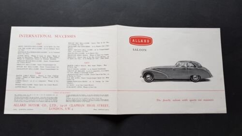 Allard Saloon auto 1950 catalogo depliant originale genuine brochure