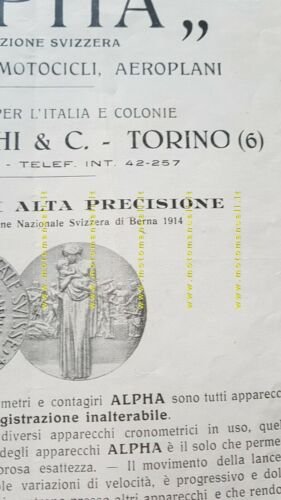 ALPHA contachilometri contagiri auto moto anni 20 depliant originale italiano