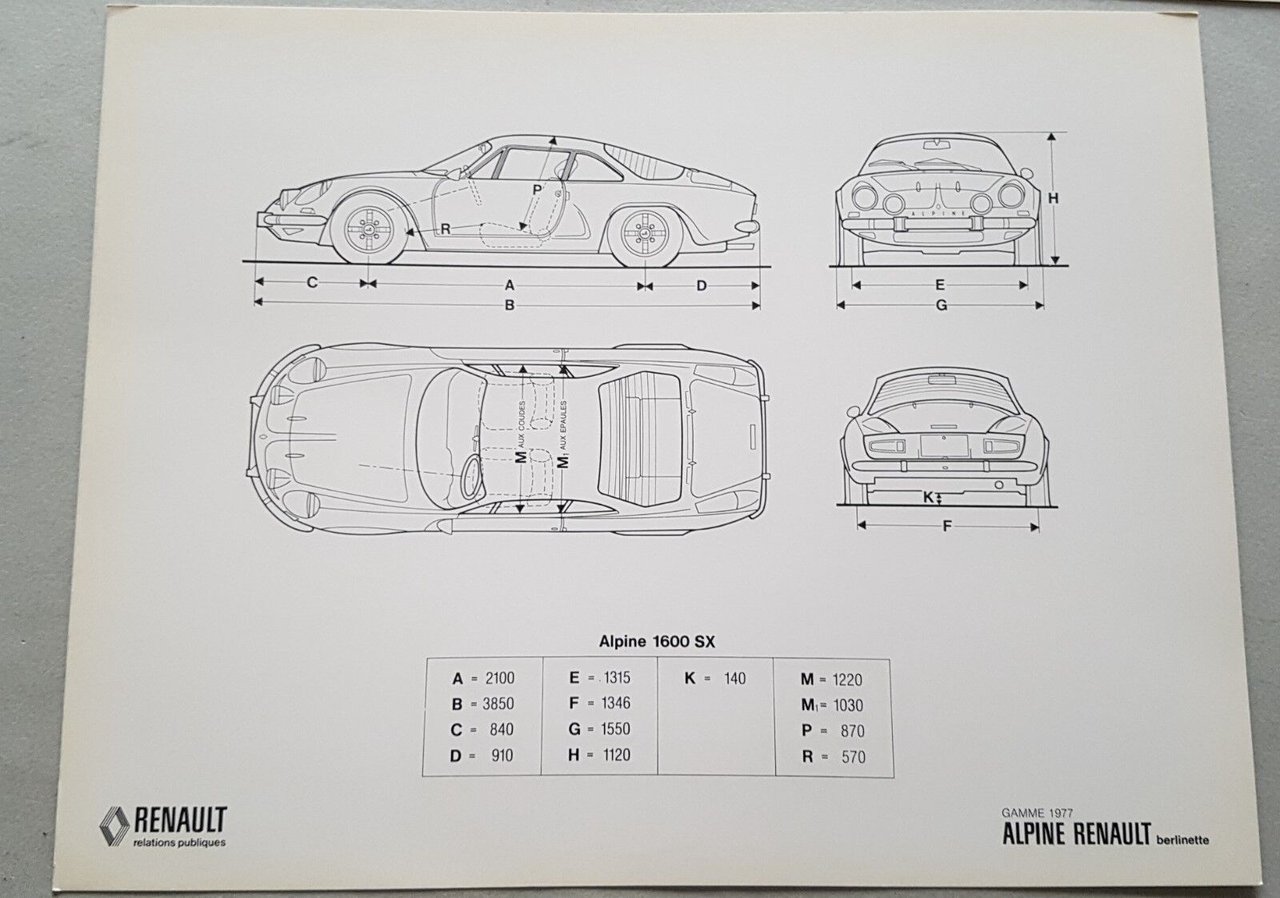 Alpine-Renault Berlinette 1600 SX '77 scheda tecnica originale depliant brochure