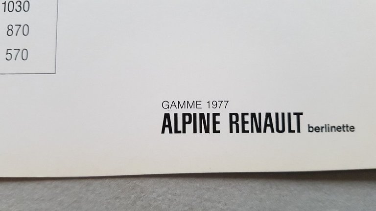 Alpine-Renault Berlinette 1600 SX '77 scheda tecnica originale depliant brochure