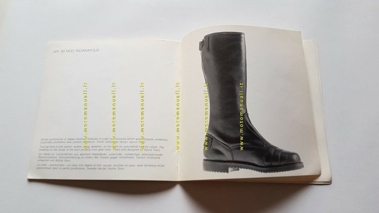 Alpinestars catalogo produzione stivali cross regolarità 1974 depliant originale