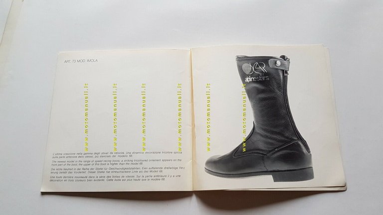 Alpinestars catalogo produzione stivali cross regolarità 1974 depliant originale