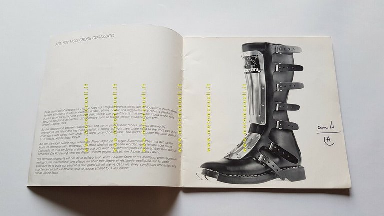 Alpinestars catalogo produzione stivali cross regolarità 1974 depliant originale