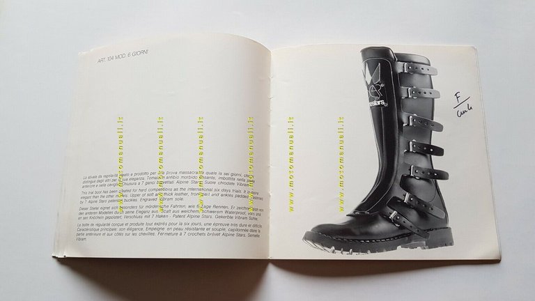 Alpinestars catalogo produzione stivali cross regolarità 1974 depliant originale