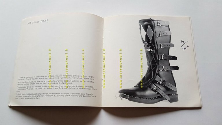 Alpinestars catalogo produzione stivali cross regolarità 1974 depliant originale
