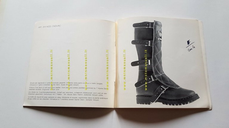 Alpinestars catalogo produzione stivali cross regolarità 1974 depliant originale