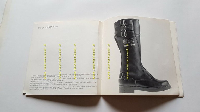 Alpinestars catalogo produzione stivali cross regolarità 1974 depliant originale