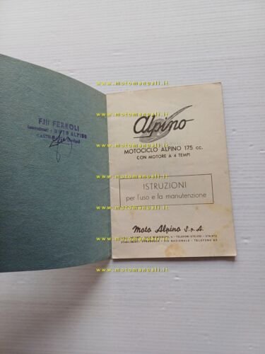 Alpino 175 4T manuale uso manutenzione moto libretto istruzioni originale
