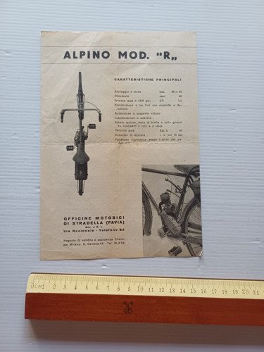 Alpino micromotore modello R anni 50 depliant italiano originale