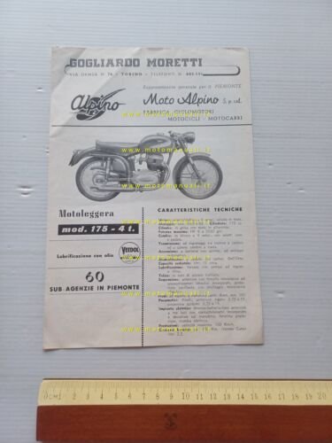 Alpino produzione ciclomotori moto 1955 depliant italiano originale