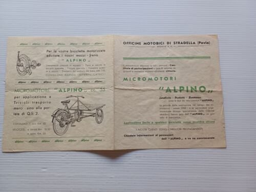 Alpino produzione modelli micromotori anni 50 depliant italiano originale
