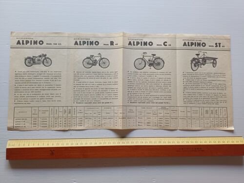 Alpino produzione modelli moto - micromotori 1950 depliant italiano originale