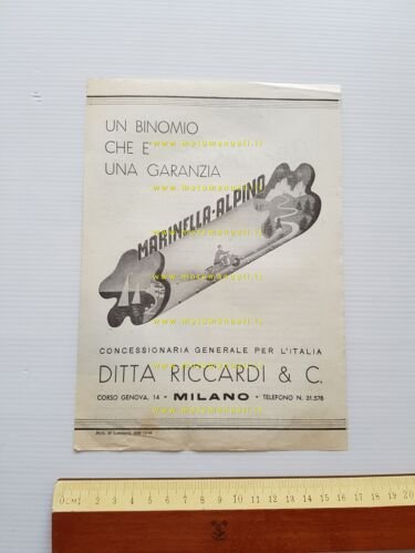 Alpino scooter Marinella 98 1950 depliant originale