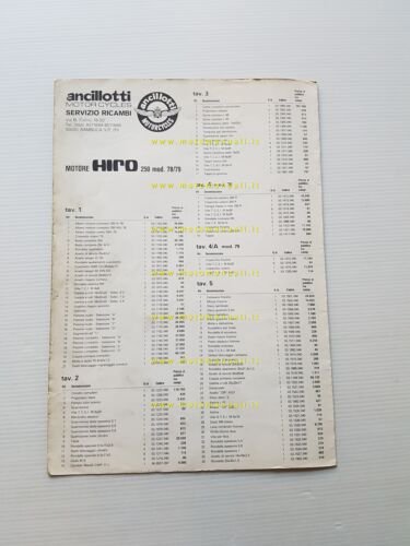Ancillotti motore Hiro 250 1978-79 catalogo ricambi originale spare parts …