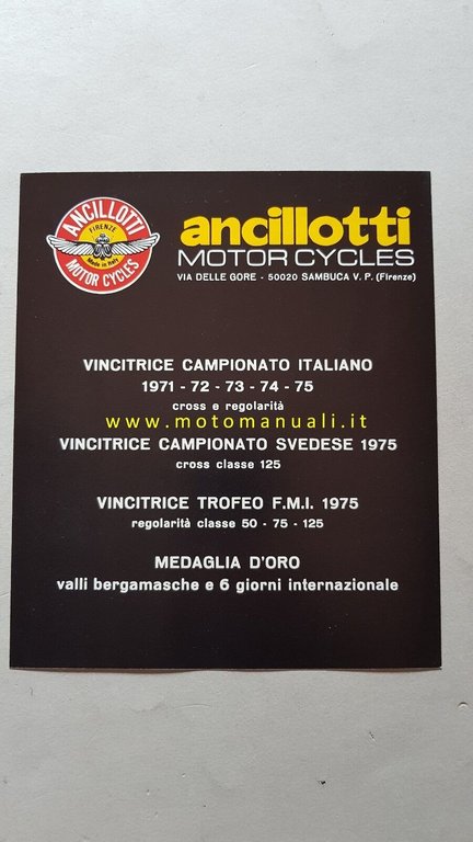 Ancillotti Scarab A 50 Regolarità Casa 1975 enduro depliant moto …