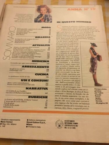 Anna Annabella Rivista Magazine 10 Maggio 1986 n.19 Lucrezia Lante …