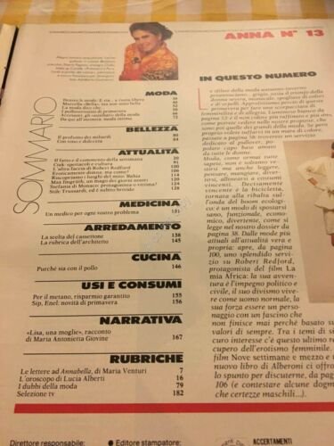 Anna Annabella Rivista Magazine 29 Marzo 1986 n.13 Robert Redford