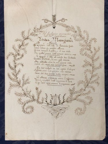 Antico manoscritto - Sonetto per Onomastico Teresa Mangiardi - seconda …