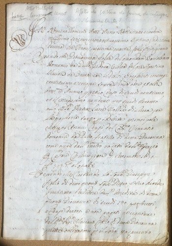 Antico manoscritto 1687 - Atto Multiplo - Affitto stare farina … | Immagine principale