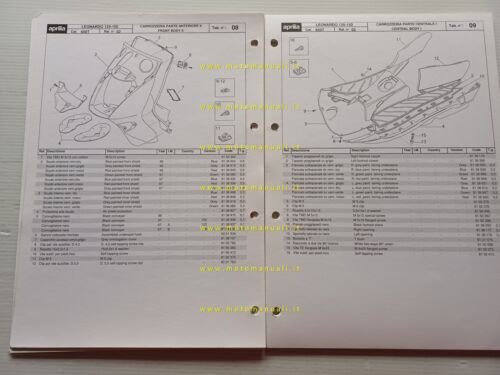 Aprilia 125-150 Leonardo 1996 catalogo ricambi TELAIO 02 originale FRAME …