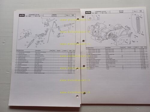 Aprilia 125-150 Leonardo 1996 catalogo ricambi TELAIO 02 originale FRAME …