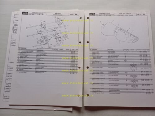 Aprilia 125-150 Leonardo 1998 catalogo ricambi TELAIO 05 originale FRAME …