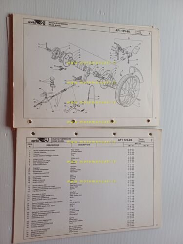 Aprilia 125 AF1 1988 catalogo ricambi TELAIO originale FRAME part …