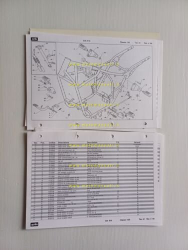 Aprilia 125 Classic 1994-95 catalogo ricambi TELAIO originale frame parts …