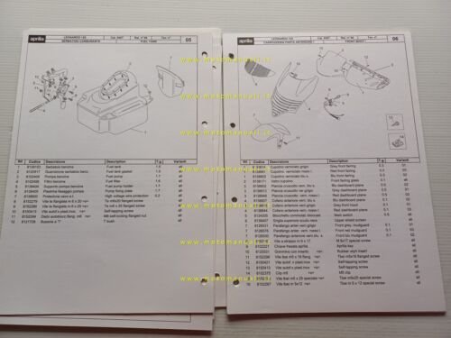 Aprilia 125 Leonardo 1996 catalogo ricambi TELAIO originale FRAME parts