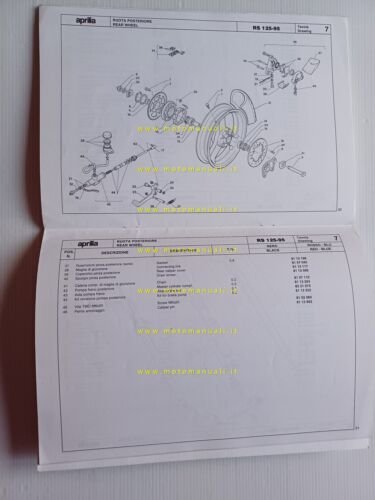 Aprilia 125 RS 1995 catalogo ricambi TELAIO originale FRAME parts …