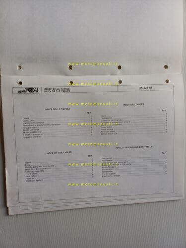 Aprilia 125 RX 1989 catalogo ricambi TELAIO originale spare part …