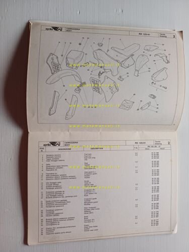 Aprilia 125 RX 1991 catalogo ricambi TELAIO originale FRAME parts …