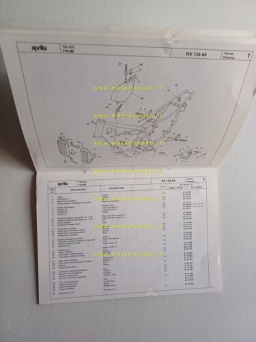 Aprilia 125 RX 1994 catalogo ricambi TELAIO originale spare part …