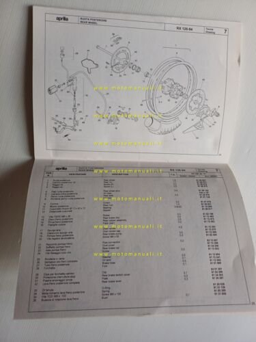 Aprilia 125 RX 1994 catalogo ricambi TELAIO originale spare part …